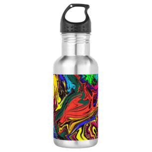 Abstrakte Farbigkeit, wirbelig / gespült / Edelstahlflasche
