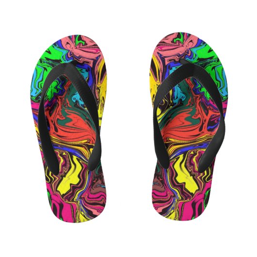 Abstrakte Farbigkeit, wirbelig / gespült / Kinderbadesandalen (Fußbett)