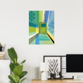 Abstrakte Farbkombination Blau und Grün Poster (Heimbüro)