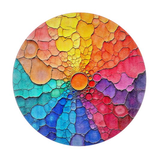 Abstrakte Farbkreisel-Wirbel-Kunst Schneidebrett (Vorderseite)