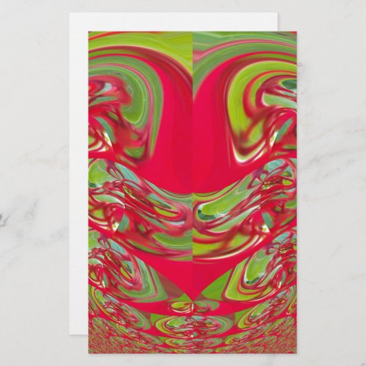 Abstrakte Farbkunst in Rot und Grün Briefpapier (Vorne/Hinten)