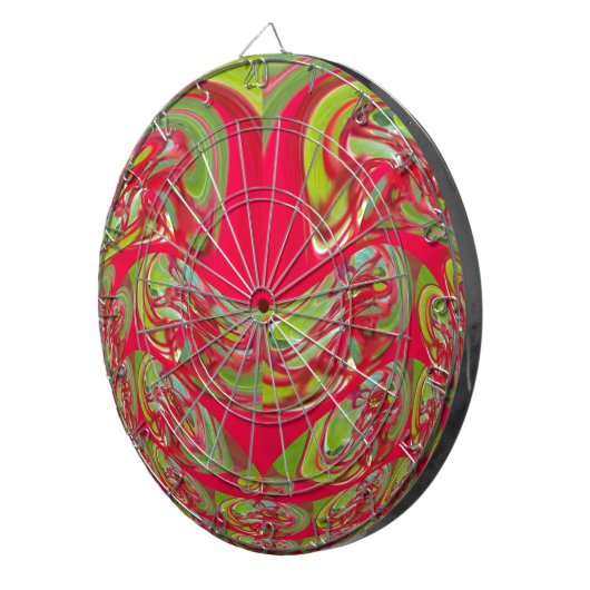 Abstrakte Farbkunst in Rot und Grün Dartscheibe (Vorderseite rechts)