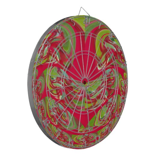 Abstrakte Farbkunst in Rot und Grün Dartscheibe (Vorderseite Links)