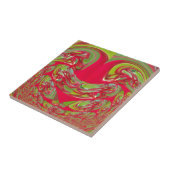 Abstrakte Farbkunst in Rot und Grün Fliese (Seite)