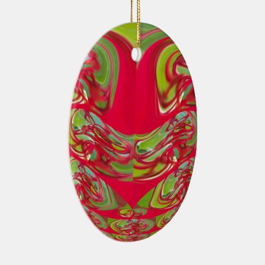 Abstrakte Farbkunst in Rot und Grün Keramikornament (Rechts)