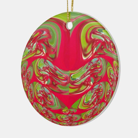 Abstrakte Farbkunst in Rot und Grün Keramikornament (Links)