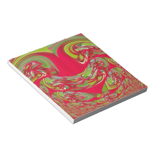 Abstrakte Farbkunst in Rot und Grün Notizblock (angewinkelt)