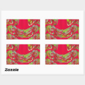 Abstrakte Farbkunst in Rot und Grün Rechteckiger Aufkleber (Blatt)