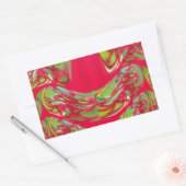 Abstrakte Farbkunst in Rot und Grün Rechteckiger Aufkleber (Umschlag)