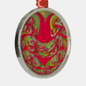 Abstrakte Farbkunst in Rot und Grün Silbernes Ornament (Rechts)