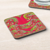 Abstrakte Farbkunst in Rot und Grün Untersetzer (Linke Seite)