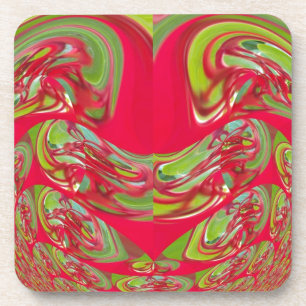 Abstrakte Farbkunst in Rot und Grün Untersetzer