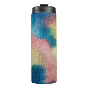 Abstrakte Farbkunst mit leuchtender Farbe und Aqua Thermosbecher