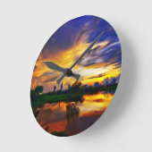 Abstrakte Farblackierung| Saigon Sunset Runde Wanduhr (Winkel)