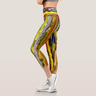 Abstrakte Farbstreifen Capri Leggings