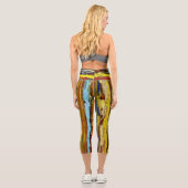 Abstrakte Farbstreifen Capri Leggings (Rückseite)