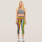 Abstrakte Farbstreifen Capri Leggings (Vorderseite)