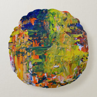 Abstrakte Farbstriche von der Palette des Künstler Rundes Kissen