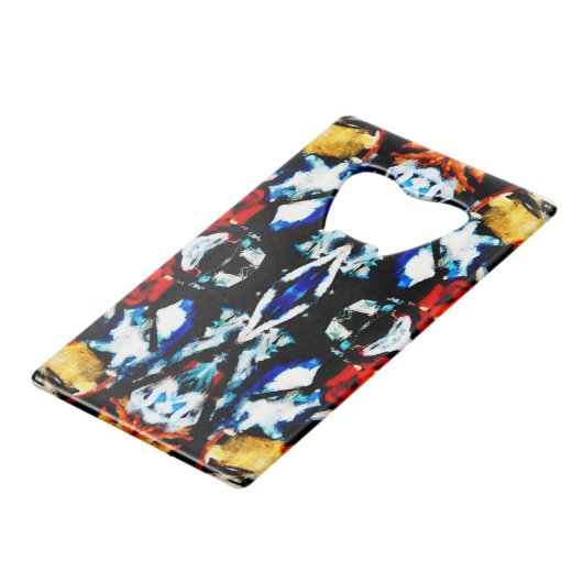 Abstrakte Farbtextur Geldbeutel Flaschenöffner (Vorderseite Schrägansicht)