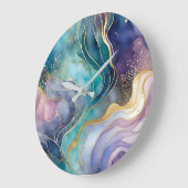 Abstrakte Farbtinte an der Wand Große Wanduhr (Winkel)