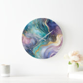 Abstrakte Farbtinte an der Wand Große Wanduhr (Zuhause)