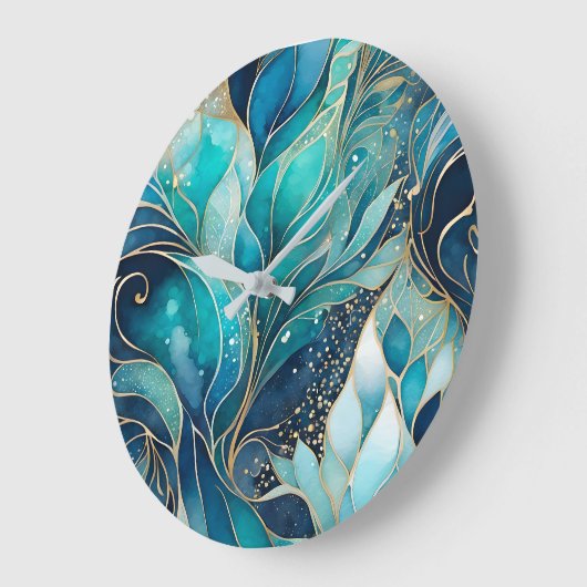 Abstrakte Farbtinte an der Wand Große Wanduhr (Winkel)