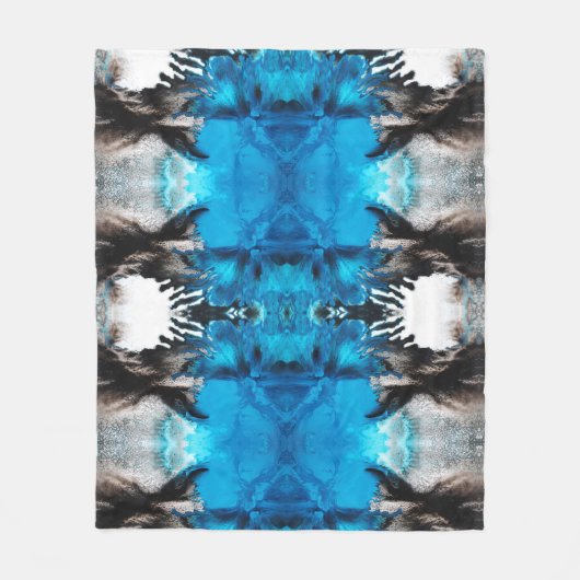 Abstrakte Farbtinte Blau Schwarz-weiß Fleecedecke (Vorderseite)