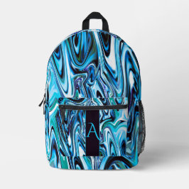 Abstrakte Farbtöne der Blauen Swirl Bedruckter Rucksack