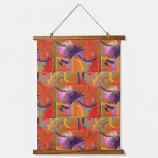 Abstrakte Farbtöne Digitale Kunst Wandteppich Mit Holzrahmen (Vorderseite)