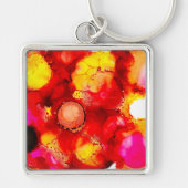 Abstrakte Farbtöne, gelb und rosa Schlüsselanhänger (Vorne)