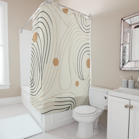 Abstrakte Farbtöne in Beige und Schwarz Duschvorhang (Beispiel)