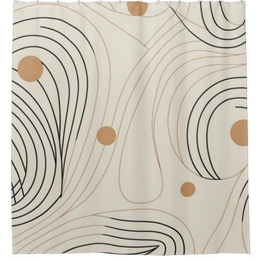 Abstrakte Farbtöne in Beige und Schwarz Duschvorhang (Vorderseite)