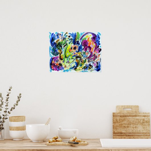 Abstrakte Farbtupfer Poster (Küche)