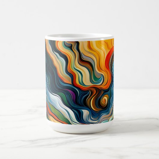 Abstrakte FarbWaves Monogram Kaffeetasse (Mittel)