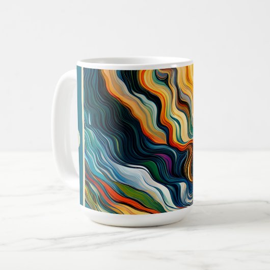 Abstrakte FarbWaves Monogram Kaffeetasse (Vorderseite Links)