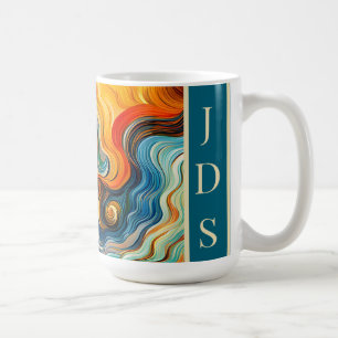 Abstrakte FarbWaves Monogram Kaffeetasse