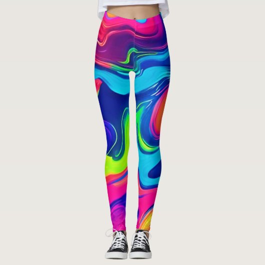 Abstrakte Farbwellen Kunst Leggings (Vorderseite)
