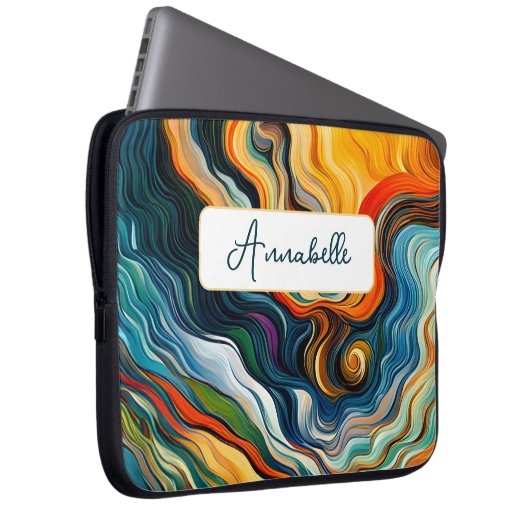 Abstrakte Farbwellen moderner Kunst Laptopschutzhülle (Vorne Rechts)