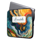 Abstrakte Farbwellen moderner Kunst Laptopschutzhülle (Vorderseite Links)
