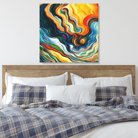 Abstrakte Farbwellen moderner Kunst Leinwanddruck (Insitu (Schlafzimmer))