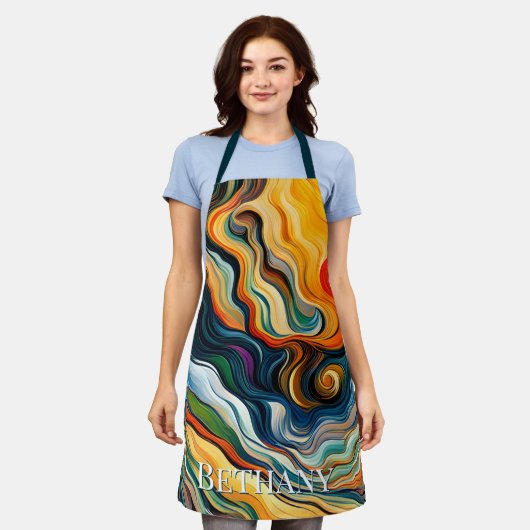 Abstrakte Farbwellen moderner Kunst Schürze (Getragen)