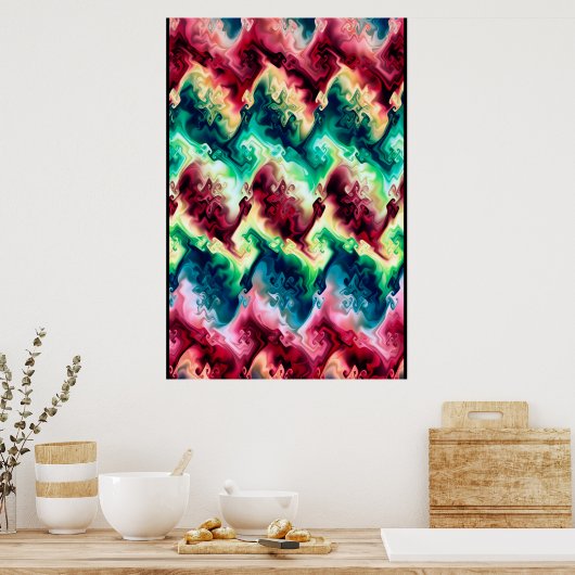 Abstrakte Farbwellen Poster (Küche)