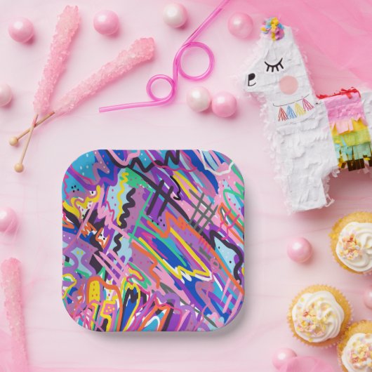 Abstrakte Farbwiedergabe Pappteller (Party)