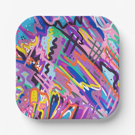 Abstrakte Farbwiedergabe Pappteller (Vorderseite)