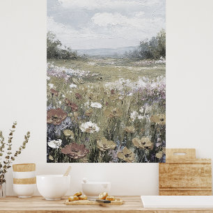 Abstrakte Farmhaus Landschaft Neutrale Kunst Poster