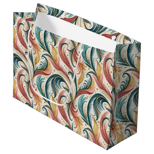 Abstrakte Feathers Große Geschenktasche Geschenktüte (Vorderseite Schrägansicht)