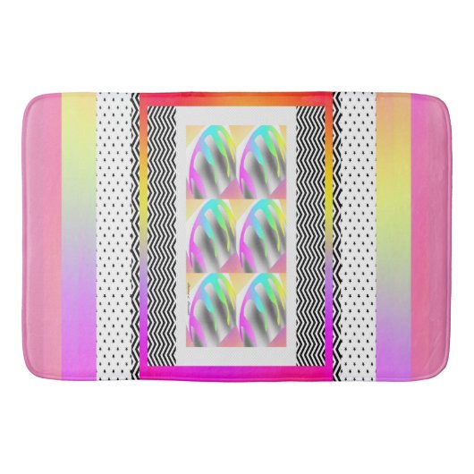 ABSTRAKTE FEATHERS+ZICKZACK Design Badematte (Vorderseite)