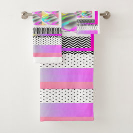 ABSTRAKTE FEATHERS+ZICKZACK Design Badhandtuch Set