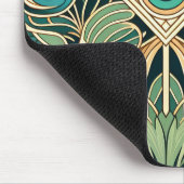 Abstrakte Federn aus Gold und Grün Mousepad (Ecke)
