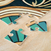 Abstrakte Federn aus Gold und Grün Puzzle (Seite)